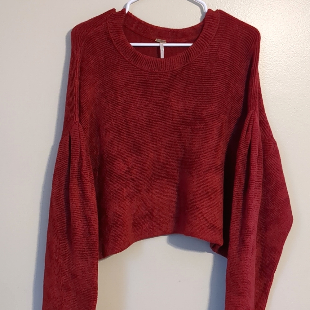 Free People Sleeves Like These Pullover Sweater Tomato Red